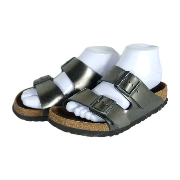 BIRKENSTOCK Women Arizona 37 US6 Metalic Bronze Birko-Flor SoftFB Slide Sandals